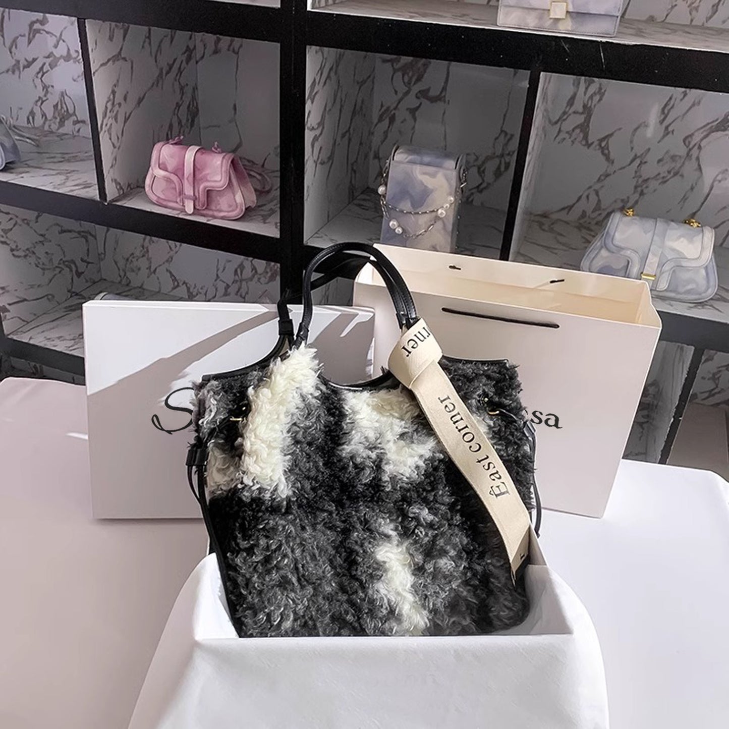 SEH Elegant Lace & Polyester Tote Bag